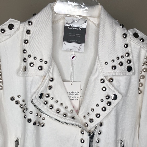 White Denim Studded jacket - Picture 10 of 15